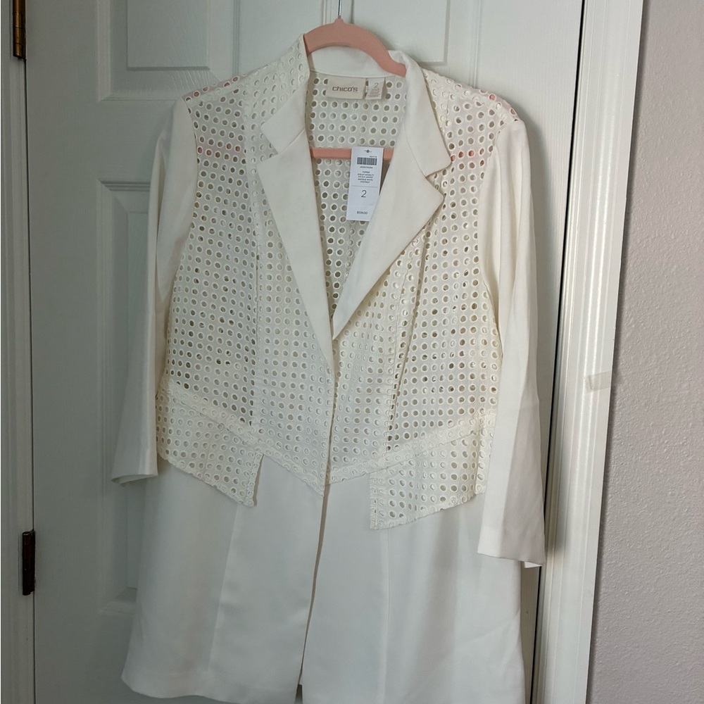 $159 brand new Chico's white Eyelet Women's Blazer. Size 2